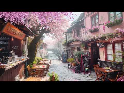 Sweet Spring Morning by the Riverside Coffee Shop Ambience🌸 Relaxing Jazz Music for Upbeat Mood