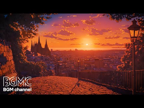 3 Hour Sunset City View 🌅 Beautiful Background Music for Work & Study | European Jazz Evening