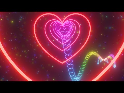 Rainbow Neon Glowing Heart Roller Coaster Wave Hills In Outer Space 4K Motion Background for Edits