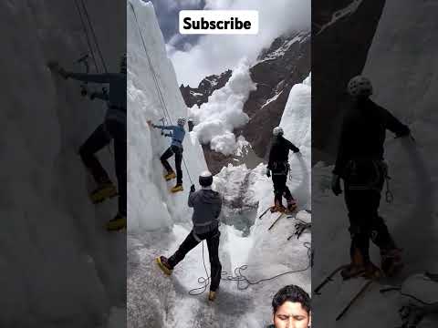 Climbers face sudden avalanche! #mountains #adventure #climbing #glacier #unilad #shorts