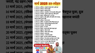 March 2025 Punchang | Tithi | Nakshatra | Yog | Panchang | March 2025 Festivals | Vrat Tyohar