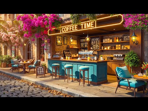 Springtime Street & Smooth Bossa Nova Jazz Music at Outdoor Coffee Shop Ambience for Relax, Uplift 🌸