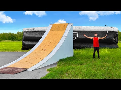 Testing Mega Ramp into GIANT Crash Pad!