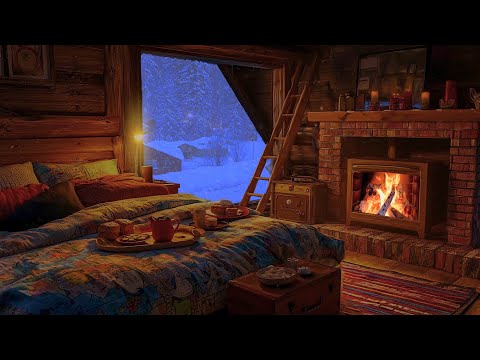 Cozy Winter Ambience for Reading with a Fireplace, Snowfall and Blizzard Sounds