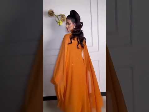 Beautiful Strapless Cape Sleeve Orange Dress | Wow Stunning