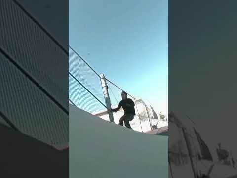 Brian Shima skitching an Audi S4 to huge air off bank #shorts #rollerblading #inlineskating