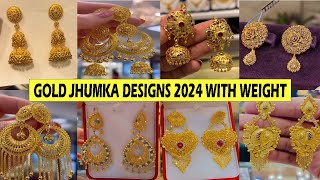 Gold Jhumka Designs 2024 With Weight | Gold Jhumka Collections 2024