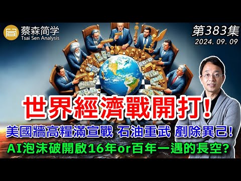 世界經濟戰開打! 美國牆高糧滿宣戰 石油重武 剷除異己! AI泡沫破開啟16年or百年一遇的長空? 20240909《經典技術分析》第 383集