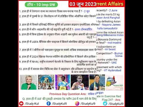 3 June 2024 current affairs | GK Everyday Current Affairs 2023 | GK history political science