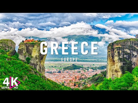 FLYING OVER GREECE - Amazing Beautiful Nature Scenery & Relaxing Music - 4K Video Ultra HD