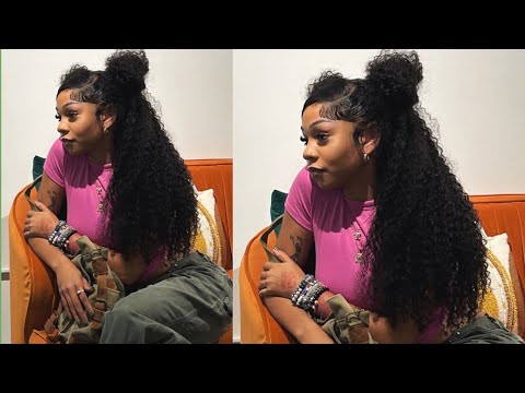 hair vlog: watch me install + style this 26” curly 13x4 frontal wig | ft. asteria hair