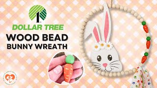 Dollar Tree DIY Easter Bunny Wood Bead Wreath