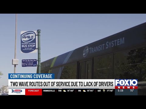 Some Wave Transit routes remain out of service Wednesday because of a shortage of drivers