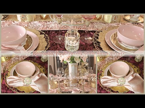 Two Romantic Pink and Gold Glam Tablescape Ideas | 2023 Spring  Décor Ideas | Tablescape Tuesdays