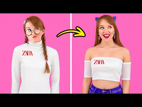 FROM NERD TO POPULAR! DIY Your Own Stylish Clothes ✨ Fashion Hacks by 123 GO!