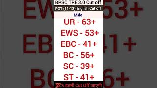 बिहार शिक्षक भर्ती PGT Cut off 2024 |BPSC TRE 3.0 PGT English Cut off 2024|BPSC TRE 3.0 11-12 Cut of