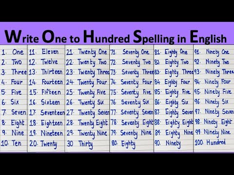 Write one to hundred spelling in english || number names 1 to 100 in words || 1 to 100 spelling name