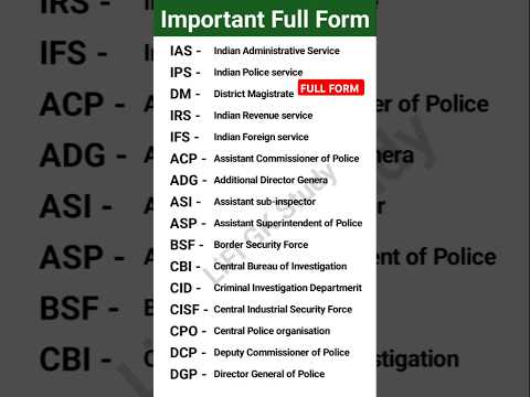 Full Form || Important Full Form || IAS IPS BSF CID DGP CISF || #fullform #ias