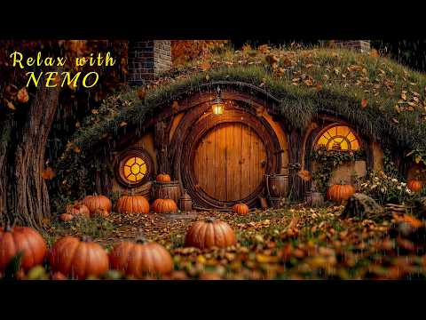 Cozy Hobbit Home Ambience - Relaxing Rainy Autumn Night - Soft Autumn Rain Sounds for Sleep & Relax