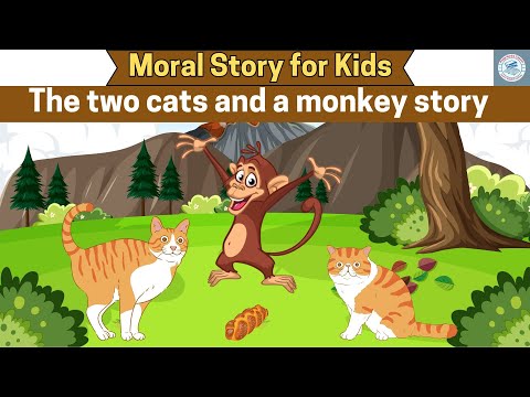 The two cats and a monkey story l short story in English for kids l